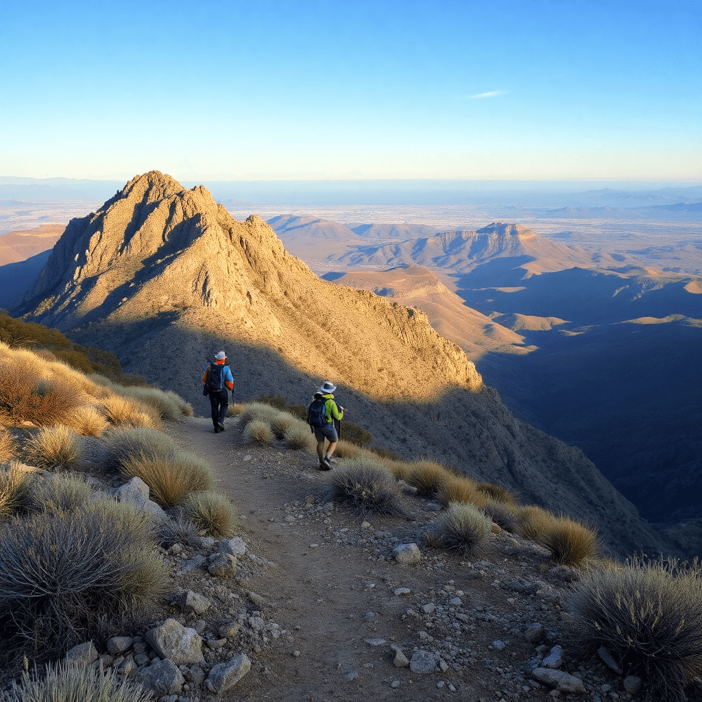 Hikers on mountain trail in Big Bend
