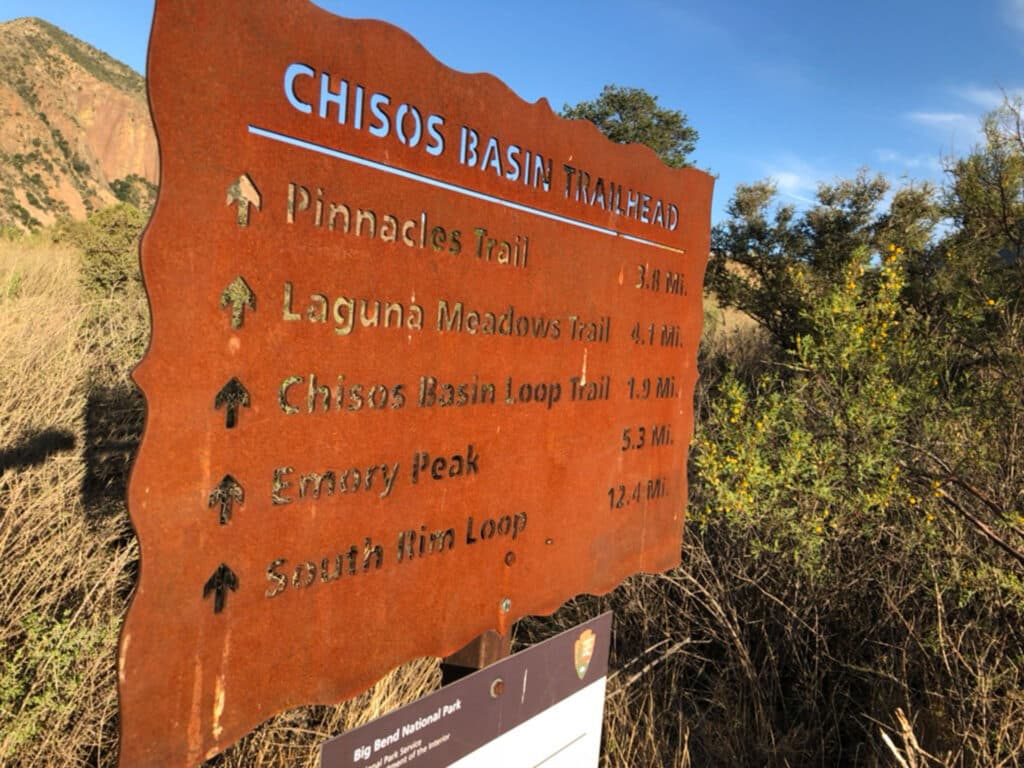 big bend national park trailhead signs